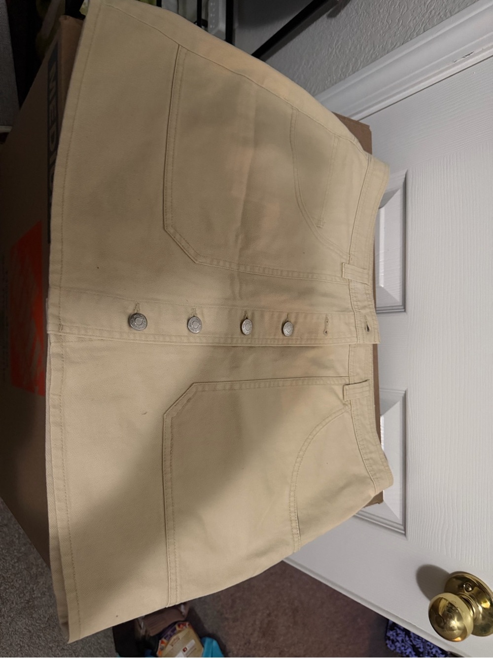 Old Navy Beige Mini Skirt with Front Button Detail